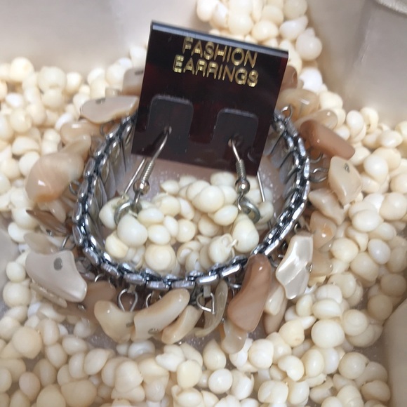 Genuine white MONGO Shell Necklace w/ Earrings & Pearl essence Shell Bracelet - Picture 11 of 11